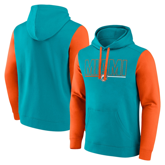 Men's Aqua/Orange Miami Dolphins Outline Pullover Hoodie